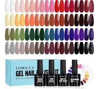Sjzg-40pcs Vernis Semi Permanent Kit, 36 Couleurs Rouge Noir Bleu Marron Vernis Gel & 4pcs Base Top Coat Set Avec Blooming Gel & Rond Nail Tip Exposition, Pour Les Studios De Manucure Et De Bricola