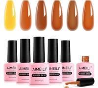 Sjzg-5 En 1 Rubber Base Gel, 6 Couleurs Vernis Semi Permanent Gel Soak Off Uv Led Feuilles D'erable Brun Automne Renforcement Et Réparation De Manucure 8ml - Kit 53