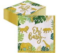 Sjzg-50 Pièces Vaisselle Fête Baby,Serviettes,Baby Shower Noël Nappe Pour Baby Shower Anniversaire Serviettes Dorées ""Oh Baby"" Pour Les Fêtes D'anniversaire Des Garçons Et Des Filles