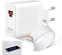 Sjzg-88w Supercharge Rapide Pour Huawei Honor 200 Lite, Adaptateur De 2 Ports Pd Chargeur Compatible Avec 6a Câble Usb C 1m Honor 90 Lite Magic7 Lite 7 Pro 6 X6b X8b Pad X8a Mate60 Pro Pura 70 Ultra