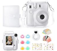 SJZG-Accessoires Pour Fujifilm Instax Mini 12, Ensemble Cadeau Comprenant Un Étui Transparent Instax Mini 12 Avec Sangle, Un Mini Album Photo, Un Miroir À Selfie, Des Autocollants De Bricolage, Un