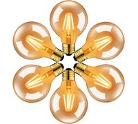 SJZG-Ampoule À Filament Led E27 G80 6.5W, 650Lm Equivalent À Ampoule Incandescente 51W, Lampe Rétro Edison En Verre Brun, 2500K Blanc Chaud, Non-Dimmable, Lot De 6