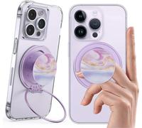Sjzg-Anneau Magnétique Fin Pour Téléphone, Béquille Ultra Fine Compatible Avec Boucle De Doigt, Anneau De Support Pour Téléphone Mag Safe Iphone 16/15/14/13/12 (Marbre Violet)