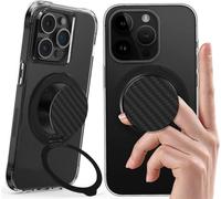 Sjzg-Anneau Magnétique Fin Pour Téléphone, Béquille Ultra Fine Compatible Avec Boucle De Doigt, Anneau De Support Pour Téléphone Mag Safe Iphone 16/15/14/13/12 (Fibre De Carbone)