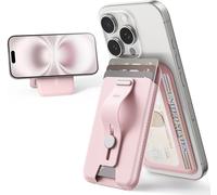 Sjzg-Aura Porte Carte Avec Magsafe, 5 Cartes, Support Réglable, Boucle À Prise Sécurisée, Blocage Rfid, Pour Iphone 17/16/15/14/13/12 Et Google Pixel 10/10 Pro/10 Pro Xl, Pas Pour 13/12 Mini, Rose