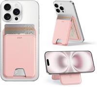 SJZG-Aura Porte Carte Avec Magsafe, Compatible Avec Magnétique, Avec Support Réglable, Pour Iphone Série 17/16/15/14/13/12 Et Google Pixel 10/Pro/Pro Xl, Non 13/12 Mini, 5 Porte Carte, Cuir Végan, Ro