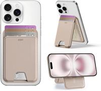 Sjzg-Aura Porte Carte Avec Magsafe(Halolock), Compatible Avec Blocage Rfid, Avec Support Réglable, Wallet Pour Iphone Série 16/15/14/13/12, Non Iphone 13/12 Mini, 5 Porte Carte, Cuir Végan,Titane Sab