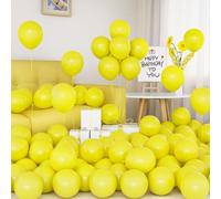 SJZG-Ballons Jaune, 50 Pièces Ballons Jaunes Mat Latex 5 Pouces Petits Mini Ballon Avec Ruban Pour Femmes Filles Fête D'Anniversaire Filles Mariage Baptême Douche De Mariée Fête Detournesol Décoratio
