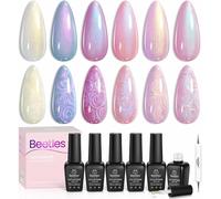 Sjzg-Beetles Pearl Gel-Nagellack, 6 Farben Schimmernd Perlweiß Rosa Lila Meerjungfrau-Nagelzeichnung Gelack Soak-Off-Uv Wirbel-Muschel-Faden-Effekt Diy-Maniküre Geschenk Für Frauen