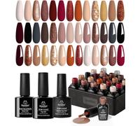 Sjzg-Beetles Vernis Semi Permanent, 20 Couleurs Lot De Vernis À Ongles Gels Vers De Roses Nude Marron Blanc Or Orange, Sèche Sous Lampe Uv/Led Cadeaux Pour Femmes