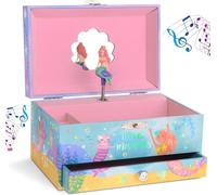 Sjzg-- Boîte À Bijoux Musicale Pour Filles Avec Tiroir De Rangement, Sirène Arc-En-Ciel Et Feuille D'or - Mélodie Sobre Las Olas