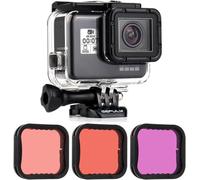 SJZG-Boîtier Étanche Avec Filtre De Plongée Super Suit Pour Caméra Gopro Hero 7/6/5 Black, Hero (2018) \U2013 Photographie Sous-Marine 45 M \U2013 Avec Filtres Rouge, Rouge Clair (Tuba) Et Magenta