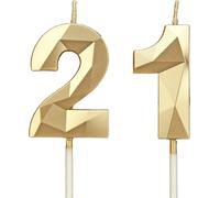 Sjzg-Bougies D'anniversaire 21, Bougies Avec Nombre D'or, Décoration Pour Un Gâteau D'anniversaire, Pour Les Fêtes D'anniversaire, Les Mariages, Les Anniversaires D'entreprise