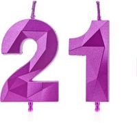 Sjzg-Bougies De 21e Anniversaire, Bougies Avec Un Numéro Pourpre, Décoration D'anniversaire, Décoration De Gâteau D'anniversaire, Mariages, Anniversaires D'entreprise