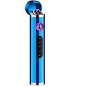 Sjzg-Briquet Électrique Arc Tournant Portable Avec Indicateur De Batterie, Anti-Vent Usb Rechargeable Sans Gaz, Pour Camping Bougies Cuisine Cigarette (Blue)