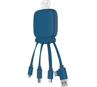 Sjzg-Câble Multi Connecteurs Usb - Hub Usb 4 En 1- Chargeur Universel Et Batterie Externe 3000 Mah En Plastique Recyclé - Octopus Gamma - Bleu