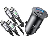 Sjzg-Cable Usb C, [2m+2m] 100w 5a Pd Qc4 Câble Usb C Vers Usb C Charge Rapide & Allume Cigare Usb, 2 Ports 60w, Charge Rapide Chargeur With Usb C Usb A De Voiture