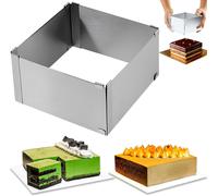 SJZG-Cadre Rectangulaire Réglable, Cadre À Pâtisserie Carré De 6 À 12Inch Rectangulaire Et Rond, Cercle À Pâtisserie Réglable En Acier Inoxydable Adapté Aux Gâteaux, Tiramisu, Mousse (Rectangle)