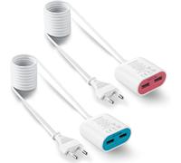 Sjzg-Chargeur Allemand Usb Adaptateur Chargeur Usb 2.4a 2 Ports Avec Rallonge 1.5m, Bleu Et Rose (2-Pack)