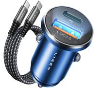 Sjzg-Chargeur De Voiture Charge Rapide 54 W Usb C 36 W + Usb A Allume-Cigare Voiture Vers Prise 12 V Métal Pour Samsung S23/S22 Pixel Iphone 15 14 13 12 Pro Max Ipad Huawei Lg Bleu
