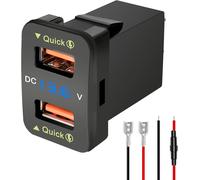 Sjzg-Chargeur De Voiture Usb Qc3.0 Charge Rapide Convient Pour Toyota Cars Prise D'alimentation Avec 2 Interfaces Trou De Commutation Affichage Led Tensiomètre 12/24 V Modèle Noir (33 X 23 Mm)