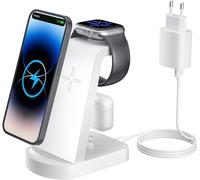 Sjzg-Chargeur Induction 3 En 1, Chargeur Rapide Chargeur Induction Chargeur Station Compatible Avec Iphone 16/15/14/13/12 Pro/Pro Max,Apple Watch Ultra/10/9/8/7/Se/Se2/6/5/4/3 Airpods321/Pro1 Blanc
