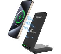 Sjzg-Chargeur Induction Stand, 15w Qi Certifié Wireless - Charge Sans Fil Rapide À Double Bobine Pour Iphone 16 15 14 13 12 11 Pro Max Samsung Huawei Xiaomi Google Etc - Support Téléphones