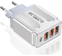 Sjzg-Chargeur Usb C Multiple Charge Rapide Qc3.0, Adaptateur Usb C Pd 4 Ports Chargeur De Mobile À Réseau Rapide Type C Multiple Chargeur Réseau Multiple Usb Type C