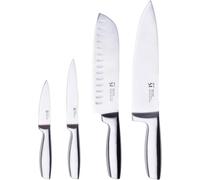 Sjzg-Compact - Couteau Set 4 Morceaux D'acier Inoxydable - 1 Couteau De Chef 20cm + 1 Couteau Santaku 17cm + 1 Couteau Multi-Utilise 12cm - 1 Couteau Pelar - Finition En Satin En Satin