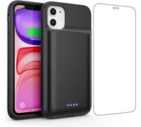 Sjzg-Coque Batterie Pour Iphone 11/Xr¿Mince Mais Puissant 7500mah¿ Coque Rechargeable Batterie Externe Avec Écran De Protection En Verre Trempé Chargeur Portable Pour Iphone 11/Xr(6,1 Pouces) - Noir