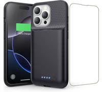 Sjzg-Coque Batterie Pour Iphone 16 Pro, 7500mah Batterie Externe Rechargeable, Charge Rapide Chargeur Portable Boitier D`Extension Avec Verre Trempé Batterie L'étui Pour Iphone 16 Pro(6,3"") (A-Noir)