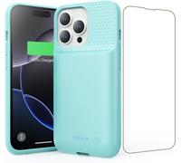 Sjzg-Coque Batterie Pour Iphone 16 Pro, 7500mah Batterie Externe Rechargeable, Charge Rapide Chargeur Portable Boitier D`Extension Avec Verre Trempé Batterie L'étui Pour Iphone 16 Pro(6,3"") (Vert)