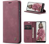 SJZG-Coque Pour Huawei P20 Pro Étui Portefeuille Wallet Cover En Cuir Pu Avec Cartes Magnétique Et Rfid Protection Antivol Folio Housse P20 Pro Case, Rouge