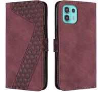 Sjzg-Coque Pour Motorola Moto Edge 20 Lite/Moto Edge 20 Fusion, Etui Protection Housse Premium En Cuir Pu Portefeuille Étui Téléphone [Fermoir Magnétique] [Fentes Pour Cartes] Flip Case¿Rouge