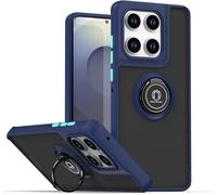 Sjzg-Coque Pour Motorola Moto G56, Etui Téléphone Antichoc Avec Anneau De Support, Hard Pc Et Tpu Bumper Mat Translucide Case Cover - Bleu Royal