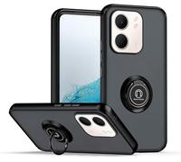 Sjzg-Coque Pour Oppo A5x, Etui Téléphone Antichoc Avec Anneau De Support, Hard Pc Et Tpu Bumper Mat Translucide Case Cover - Noir