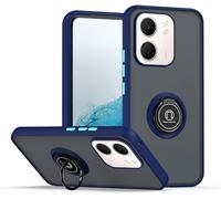 Sjzg-Coque Pour Oppo A5x, Etui Téléphone Antichoc Avec Anneau De Support, Hard Pc Et Tpu Bumper Mat Translucide Case Cover - Bleu Royal