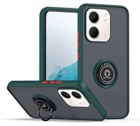 Sjzg-Coque Pour Oppo A5x, Etui Téléphone Antichoc Avec Anneau De Support, Hard Pc Et Tpu Bumper Mat Translucide Case Cover - Vert Foncé
