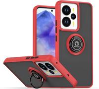 Sjzg-Coque Pour Realme 14 5g / Realme 14t 5g, Etui Téléphone Antichoc Avec Anneau De Support, Hard Pc Et Tpu Bumper Mat Translucide Case Cover - Rouge