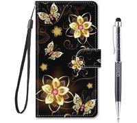 Sjzg-Coque Pour Samsung A73 5g, Housse Galaxy A73 5g, Etui Samsung A73, Coque Protection Samsung A73, Rabat/Clapet Cuir Portefeuille Livre Emplacement Carte Flip/Folio Phone Case (Diamant D'or)