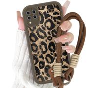 Sjzg-Coque Pour Samsung Galaxy A12 / A12 Nacho 4g Avec Cordon De Bracelet, Silicone Étui Avec Aesthetic Brun Léopard Motif Design, Housse Avec Lanyard Cover Case Pour Samsung A12 6,5"", Vache