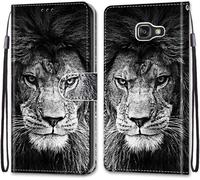 Sjzg-Coque Pour Samsung Galaxy A5 2016/ A510, Etui En Cuir Pu Portefeuille Housse Coque Avec 360 Degrés Silicone Antichoc Protection Cover Cuir Pochette Magnétique Flip Béquille (Lion)