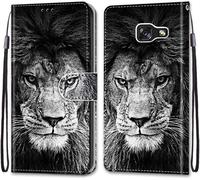 Sjzg-Coque Pour Samsung Galaxy A5 2017/ A520, Etui En Cuir Pu Portefeuille Housse Coque Avec 360 Degrés Silicone Antichoc Protection Cover Cuir Pochette Magnétique Flip Béquille (Lion)