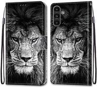 Sjzg-Coque Pour Samsung Galaxy A54 5g, Etui En Cuir Pu Portefeuille Housse Coque Avec 360 Degrés Silicone Antichoc Protection Cover Cuir Pochette Magnétique Und Flip Béquille (Lion)