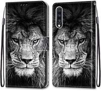 Sjzg-Coque Pour Samsung Galaxy A70, Etui En Cuir Pu Portefeuille Housse Coque Avec 360 Degrés Silicone Antichoc Protection Cover Cuir Pochette Magnétique Und Flip Béquille (Lion)