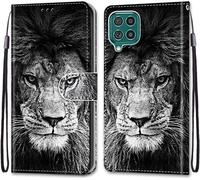 Sjzg-Coque Pour Samsung Galaxy F62 / M62, Etui En Cuir Pu Portefeuille Housse Coque Avec 360 Degrés Silicone Antichoc Protection Cover Cuir Pochette Magnétique Und Flip Béquille (Lion)