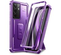 Sjzg-Coque Pour Samsung Galaxy S21 Ultra 5g 6,8 Pouces Avec Protecteur D'écran Intégré Armure De Qualité Militaire Heavy Duty 360 Full Body Housse De Protection Antichoc Avec Support - Violet