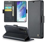 Sjzg-Coque Pour Samsung S21 Fe Étui Portefeuille Cover En Cuir Pu Wallet Avec Cartes Magnétique Et Rfid Protection Antivol Folio Housse Samsung S21 Fe Case, Noir