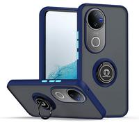 Sjzg-Coque Pour Vivo V50 5g, Etui Téléphone Antichoc Avec Anneau De Support, Hard Pc Et Tpu Bumper Mat Translucide Case Cover - Bleu Royal