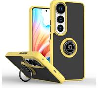 Sjzg-Coque Pour Vivo V50 Lite 5g, Etui Téléphone Antichoc Avec Anneau De Support, Hard Pc Et Tpu Bumper Mat Translucide Case Cover - Jaune